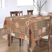 Alhambra rust orange beige Cheater Fake Quilt Wholecloth 