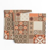 Alhambra rust orange beige Cheater Fake Quilt Wholecloth 