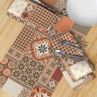 Alhambra rust orange beige Cheater Fake Quilt Wholecloth 