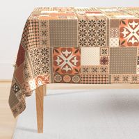 Alhambra rust orange beige Cheater Fake Quilt Wholecloth 