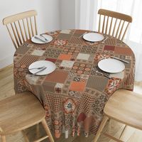 Alhambra rust orange beige Cheater Fake Quilt Wholecloth 