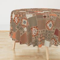 Alhambra rust orange beige Cheater Fake Quilt Wholecloth 