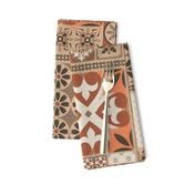 Alhambra rust orange beige Cheater Fake Quilt Wholecloth 