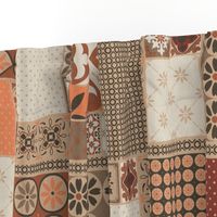 Alhambra rust orange beige Cheater Fake Quilt Wholecloth 