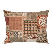 Alhambra rust orange beige Cheater Fake Quilt Wholecloth 