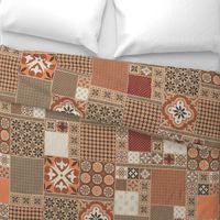 Alhambra rust orange beige Cheater Fake Quilt Wholecloth 