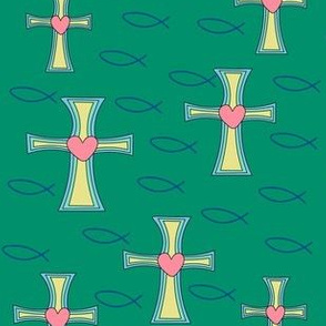 Green Pastel Cross