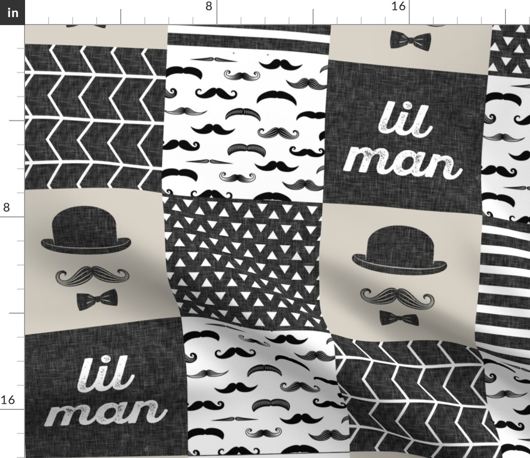 mustache wholecloth - dapper trio beige (lil man)