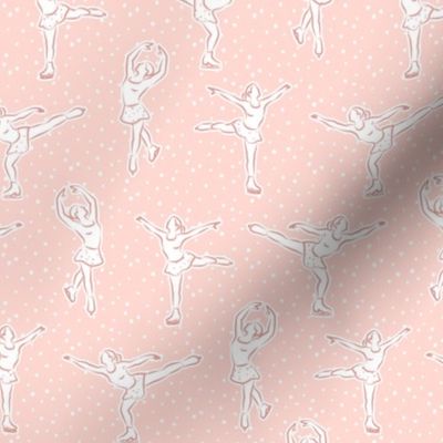 (small scale) figure skating - pink (w/dots)