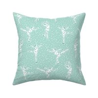 figure skating in aqua mint (w/ polka)