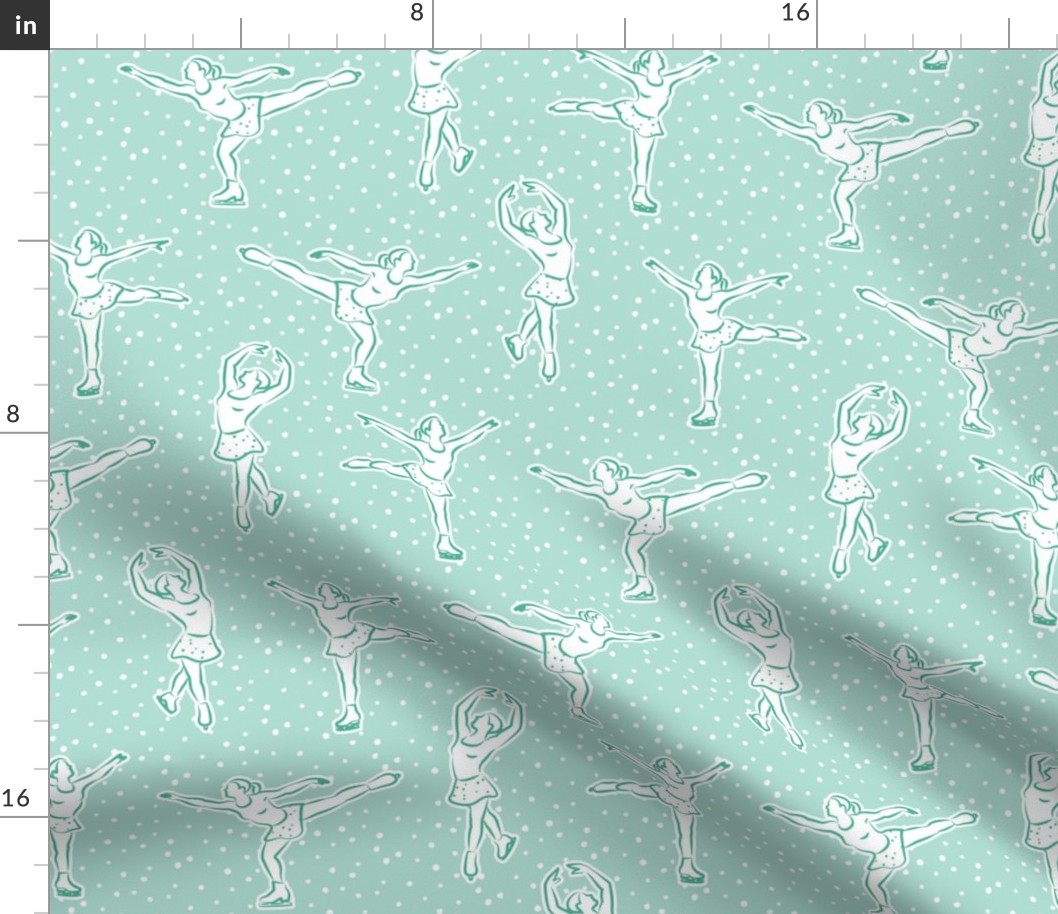 figure skating in aqua mint (w/ polka)