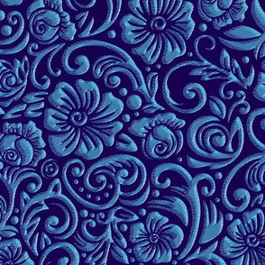 Textured Floral Blue