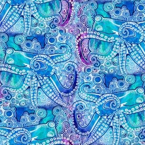 Blue and White Octopus