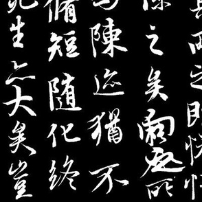Ancient Chinese Calligraphy on Black // Large