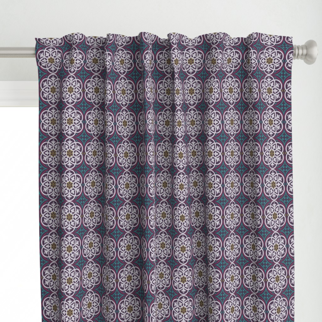 Moroccan Lattice Purple Turqoise Mustard