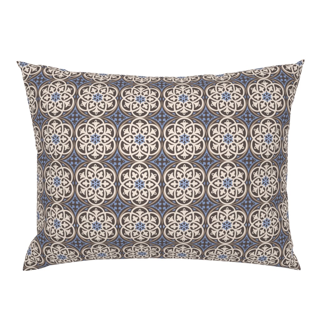 Moroccan Lattice Beige Ivory Cobalt