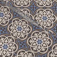 Moroccan Lattice Beige Ivory Cobalt