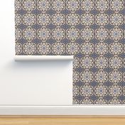 Moroccan Lattice Beige Ivory Cobalt