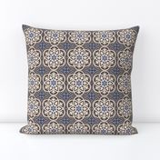 Moroccan Lattice Beige Ivory Cobalt