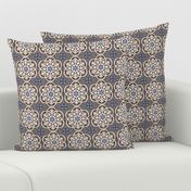 Moroccan Lattice Beige Ivory Cobalt