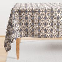 Moroccan Lattice Beige Ivory Cobalt