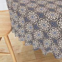 Moroccan Lattice Beige Ivory Cobalt