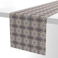 Moroccan Lattice Beige Ivory Cobalt