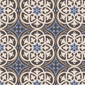 Moroccan Lattice Beige Ivory Cobalt