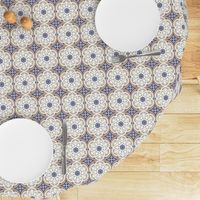 Moroccan Lattice White Beige Capri Rust