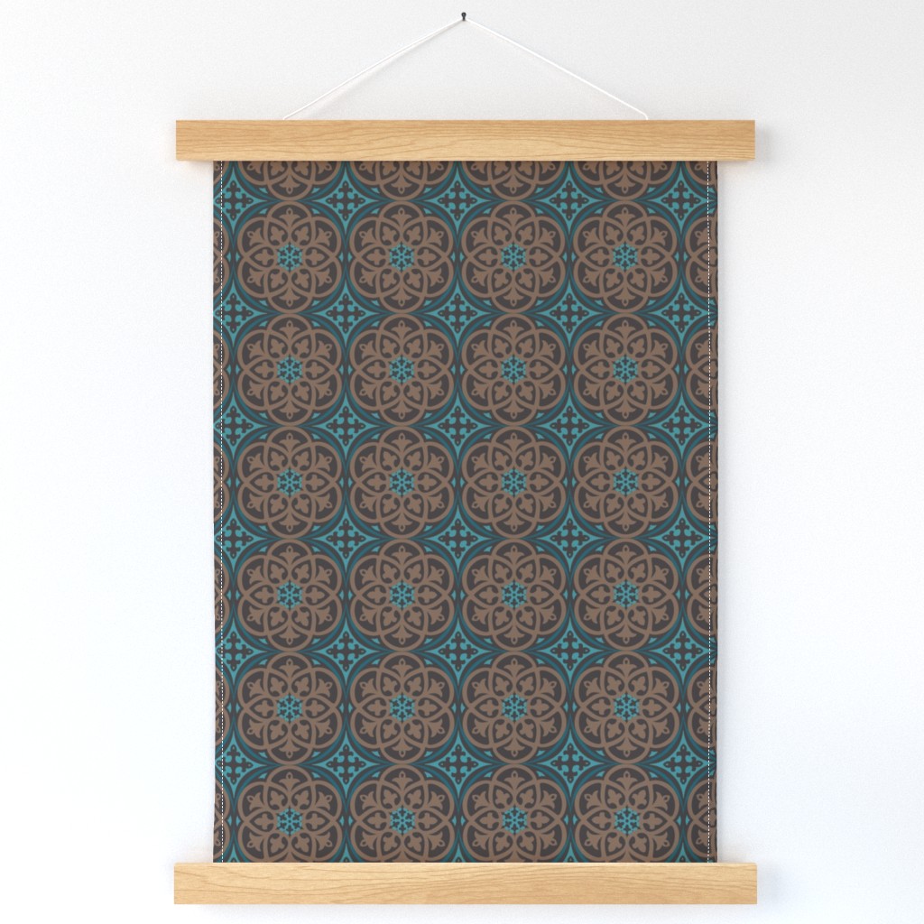 Moroccan Lattice Brown Teal