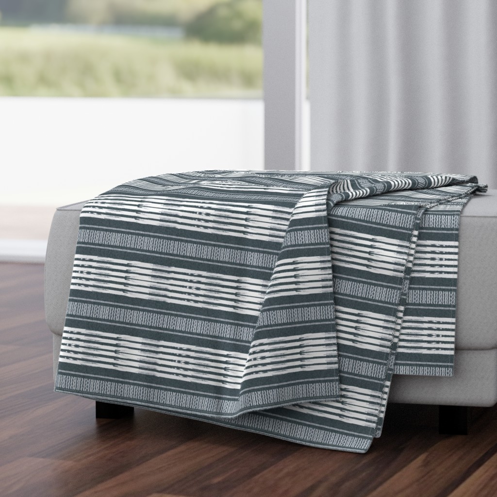 Gray and White linen Stripes blanket