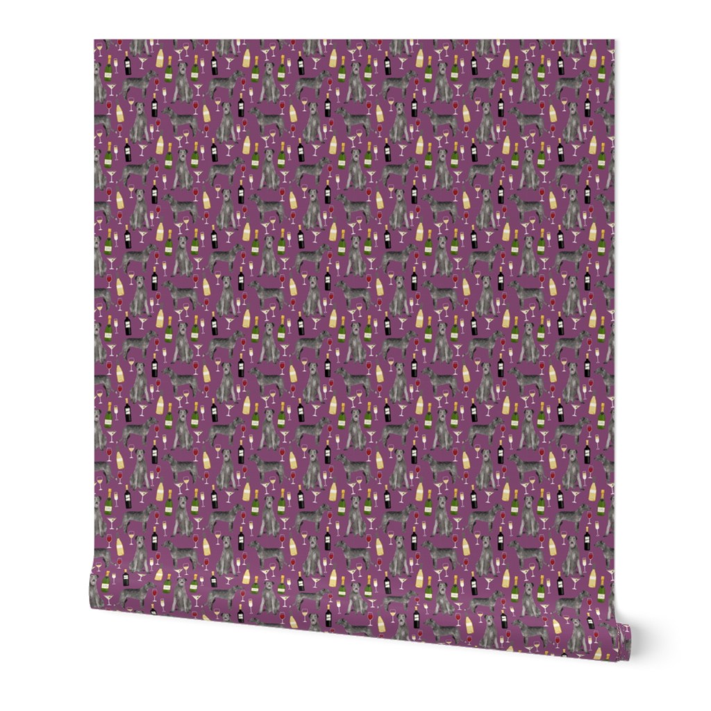 irish wolfhound wine cocktails dog breed fabric purple