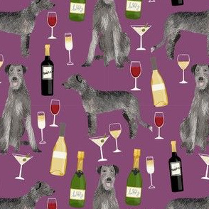 irish wolfhound wine cocktails dog breed fabric purple