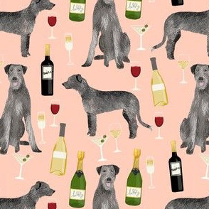 irish wolfhound wine cocktails dog breed fabric blush