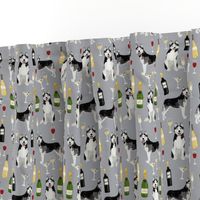 husky wine cocktails dog breed fabric grey