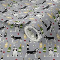 husky wine cocktails dog breed fabric grey