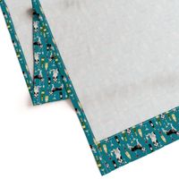 husky wine cocktails dog breed fabric teal