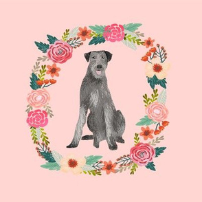 irish wolfhound 8 inch wreath floral pink