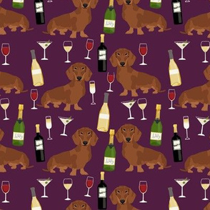 dachshund red coat wine dog breed fabric purple