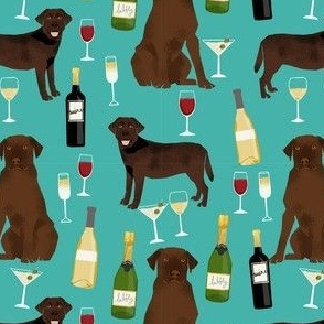 chocolate lab wine labrador retriever dog fabric peach teal