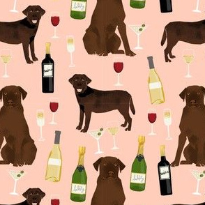 chocolate lab wine labrador retriever dog fabric peach