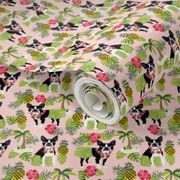 boston terrier hula tropical hawaii islands dog breed fabric pink