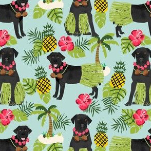 black lab hula tropical hawaii islands dog breed fabric blue