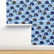 Cute hedgehogs - blue