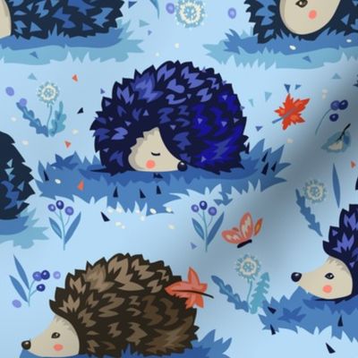 Cute hedgehogs - blue