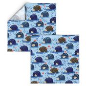 Cute hedgehogs - blue