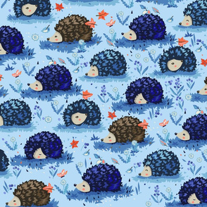 Cute hedgehogs - blue