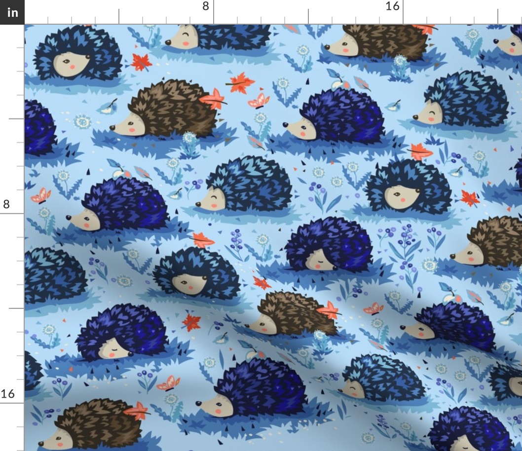 Cute hedgehogs - blue