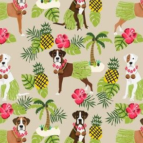 boxer hula tropical hawaii islands dog breed fabric tan