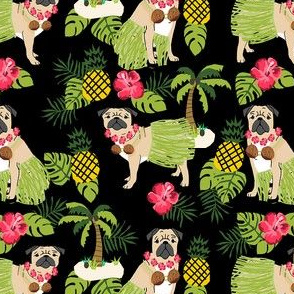 pug hula tropical hawaii islands dog breed fabric dark